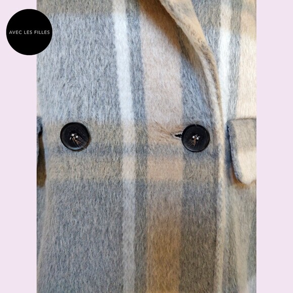 AVEC LES FILLES NEW Plaid Double Breast Flap Pockets Peacoat L - Picture 6 of 11